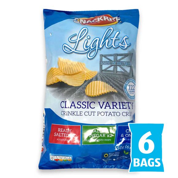 Snackrite Multipack Lights Classic Variety Crinkle Cut Potato Crisps 6x25g